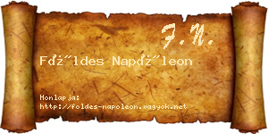 Földes Napóleon névjegykártya